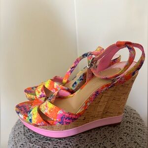 Gianni Bini Designer Wedge with colorful floral design
